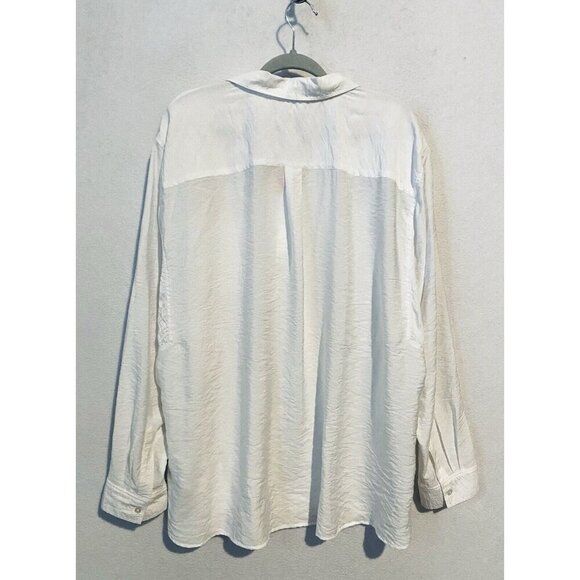 LOFT Top Womens 22 White Button Up Gauzy Button Up Lightweight Minimalist Boho - Picture 3 of 6